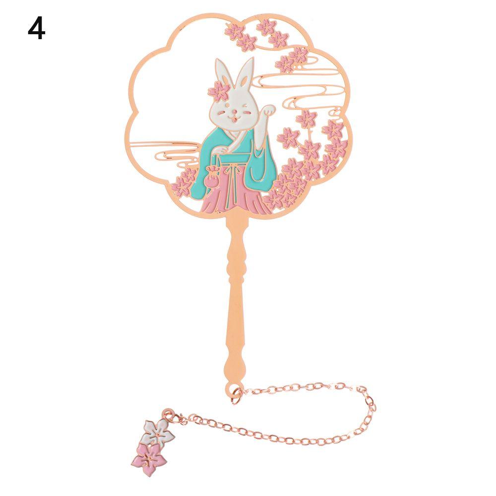 Chinese Style Koi Pendant Peacock Tassel Brass Bookmark Group Fan Shape Book Clip Pagination Mark