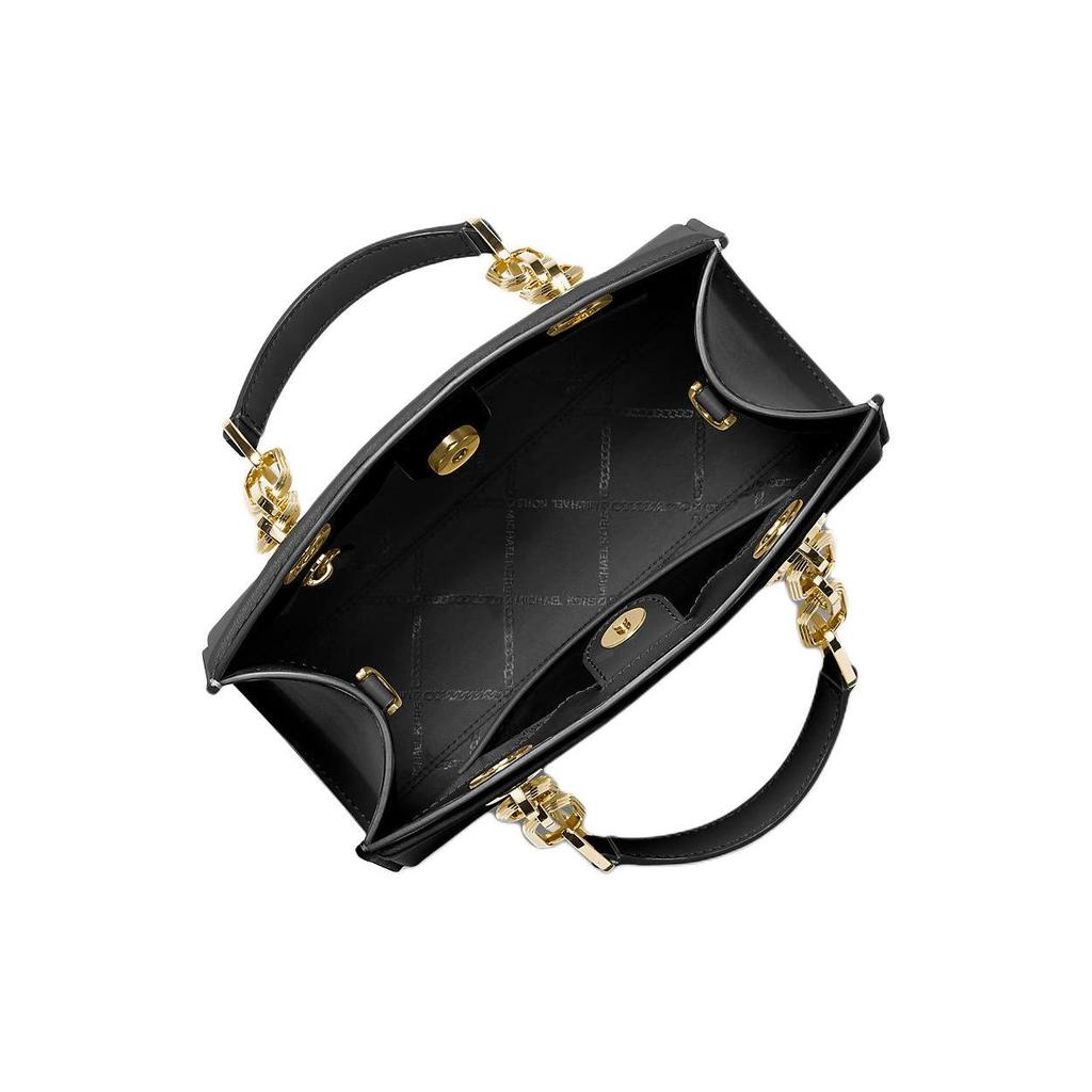 Michael Kors MK Синтия Логотип Кожаная Сумка-тоут через плечо Маленькая Женские сумки Черный 30S4GCYS1T-BLACK