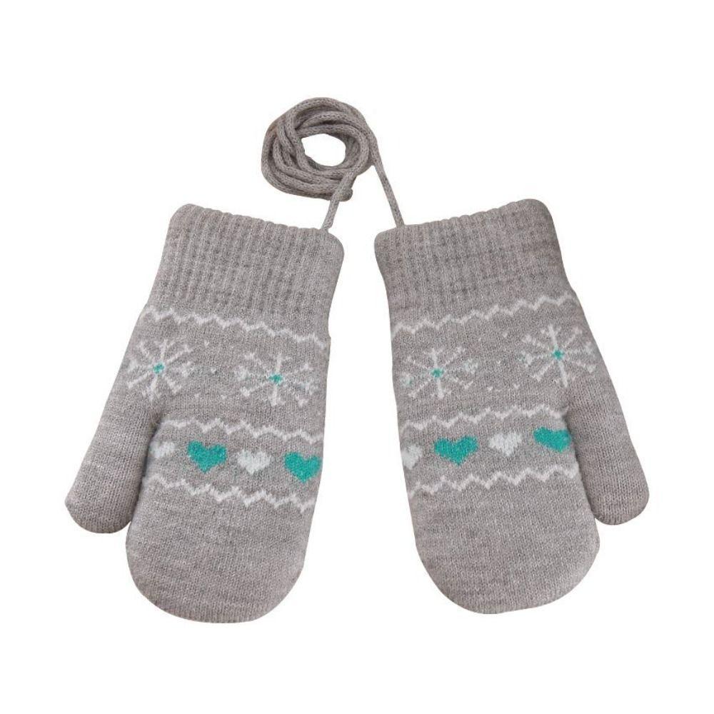 Hanging Neck Rope Children Knitted Mittens Thickened Warm Winter Warm Gloves Winter Season