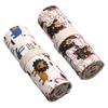 12/24/36/48 Holes Multifunctional Pencil Bag Canvas Pencil Case Lovely Animal Pencil Roll Canvas Pencil Wrap for Artists
