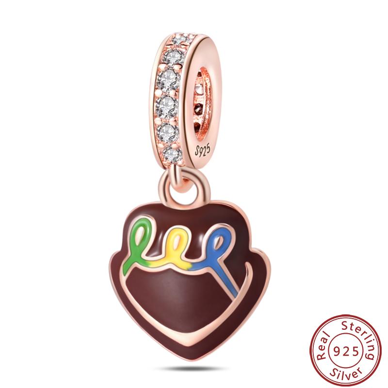 Dessert Afternoon Tea Series 925 Silver Coffee Cake Pizza Fries Sweet Charms Beads 3mm DIY Fine Jewelry Making