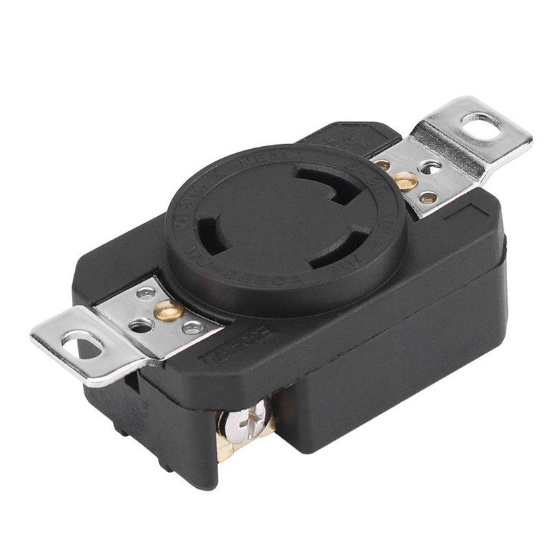 Premium-US Standard 3 Wire Grounding Flush NEMA L6-30R 30 Amp 250 Volt Locking Female Wall Outlet Receptacle For Industrial Use