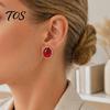 Elegant Resin Gemstone Earrings 1 Pair Vintage Oval Stud for Women, Retro Statement Hypoallergenic Feel Earrings, Gold Frame Chunky Stone Jewelry