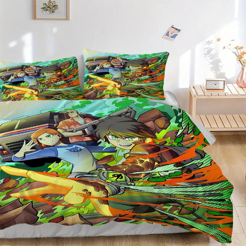 3pcs Ben 10 Duvet Cover Set (1 Duvet Cover + 2 Pillowcases, No Core) - Comfortable, And Breathable Bedroom Decoration yy251104046