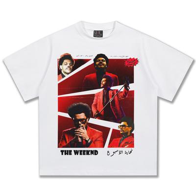 The Weeknd Красный Наряд Графическая Футболка Унисекс Оверсайз RB Повседневная Хлопковая С Коротким Рукавом Городская Уличная Мода Топ Для Вечеринки
