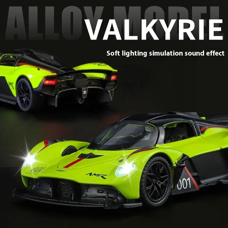 Новый 1:32 Aston Martin Valkyrie AMR 001 Супер спортивный автомобиль Литой металлический сплав Модель автомобиля Звук и свет Коллекционирование хобби Подарок на день рождения