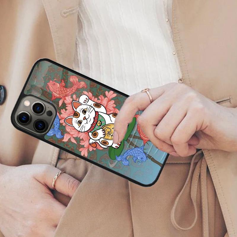 Japanese Lucky Cat Magnetic Phone Case For APPLE iPhone 17 Air 16 14 13 12 Pro Max 15 Plus Wireless Charge With MagSafe Cover