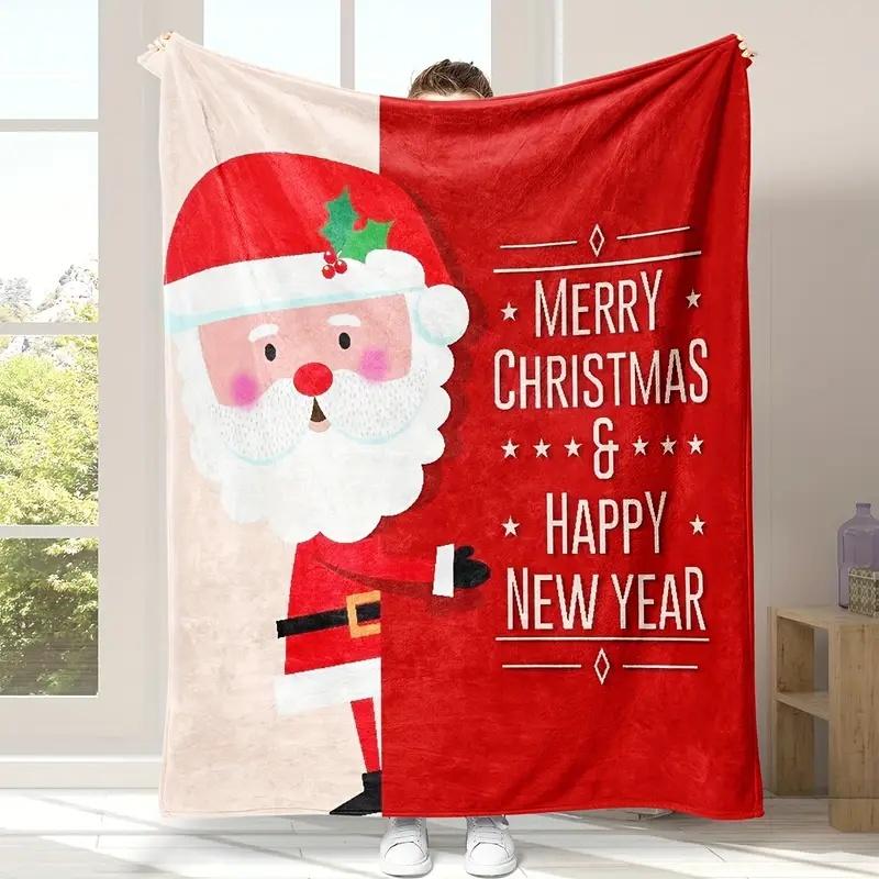 Santa Claus Blanket Christmas Theme Throw Blanket for Girls Boys Gift Super Soft Cozy Flannel Fuzzy Blanket for Couch Sofa Bed
