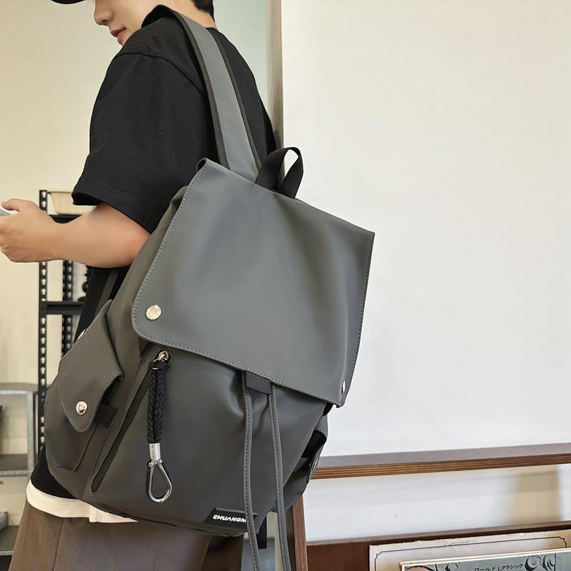 Solid Color Men's Backpack Women's Large Capacity Travel Backpack Student School Bag