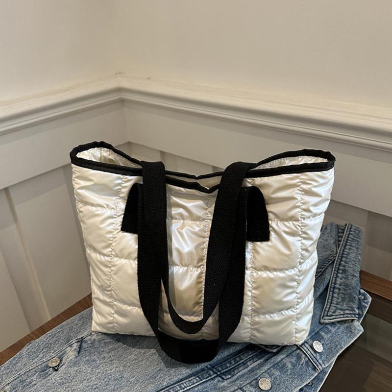 Женские сумки-тоут большой вместимости, стеганые, однотонные, из хлопка с подкладкой, ромбовидные, портативные, для отдыха и путешествий