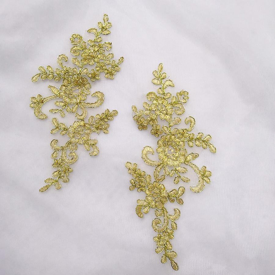 1 Pair Flower Sew On Lace Patches Embroidery Applique Repair For Wedding Dresses 23*10cm