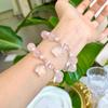 Original Design 12mm Natural Rose Quartz Peach Blossom Star Beaded Bracelet