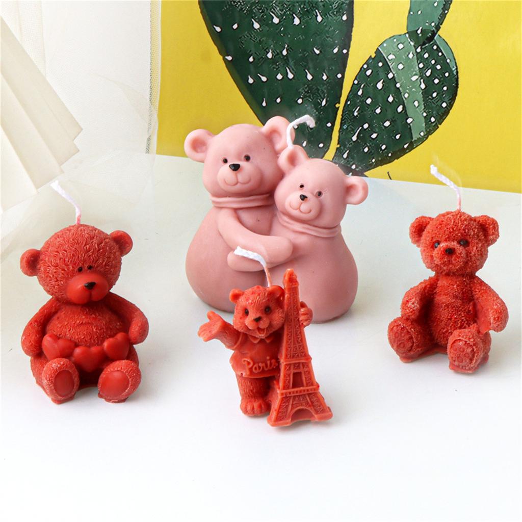 3D Форма из силикона в виде медведя для креативного изготовления свечей, гибкая и легко моющаяся, украшение для рукоделия и декораций