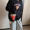 Novelty Strawberry Shaped Crossbody Bag Handmade Knitted DIY Personalized Crochet Wool Small Satchel Bag Cartoon Cute Sling Shoulder Bag MIT