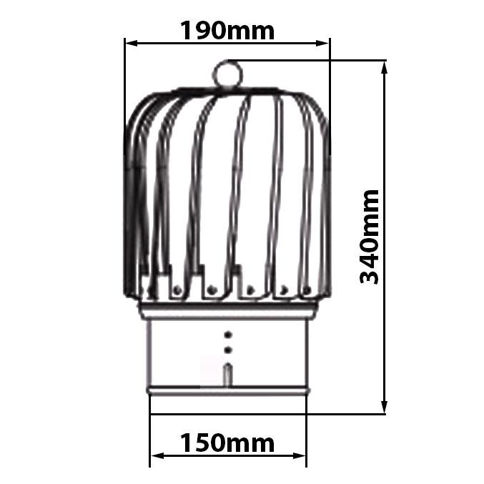150Mm Chimney Cowl Flue Resistant Aluminium With Extra Roof Plate
