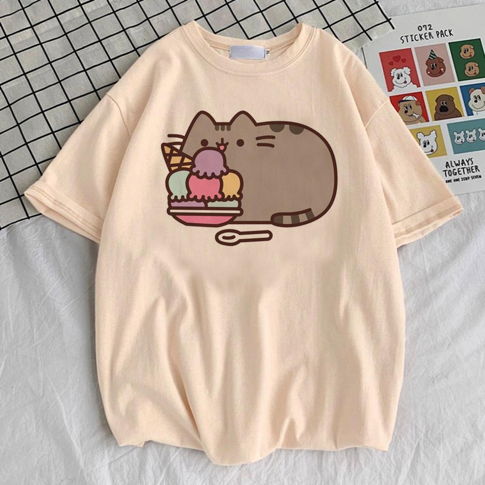 Футболка Pusheen Женская Ретро 80-х Цветная Цифровая Университетская Удобная футболка Университетский Панк Пастельная 2000-х Цветная Графическая