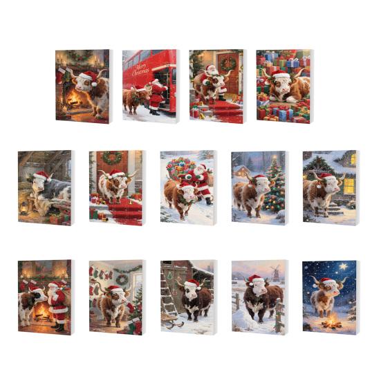 Шотландская высокогорная корова Адвент-календарь Рождество 24 дня Смешной обратный отсчет коровы 2D дизайн Праздничный подвесной декор