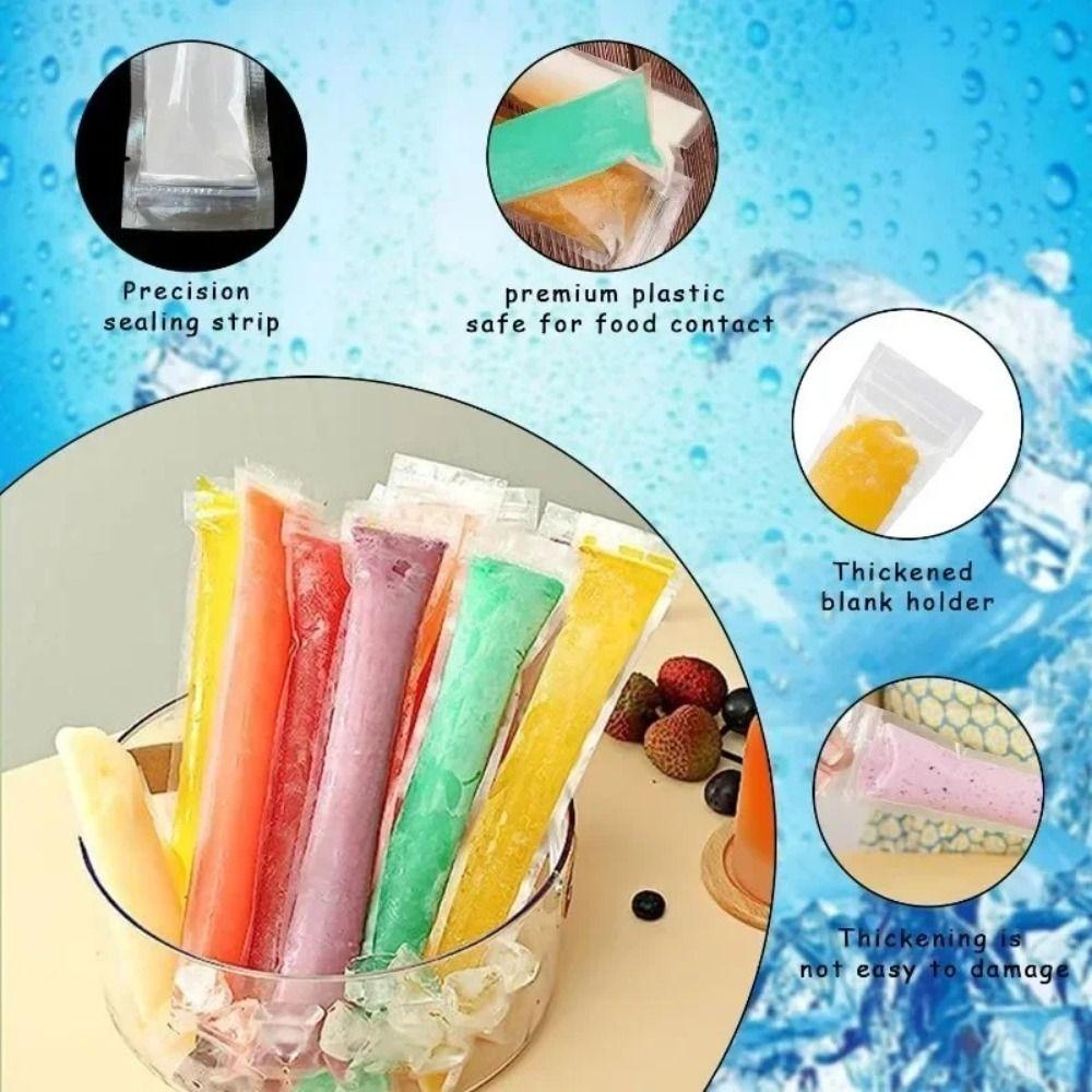 50/100Pcs Food Grade PE Material Ice Pop Mold Bags DIY Popsicle Bags Summer Ice Cream Making