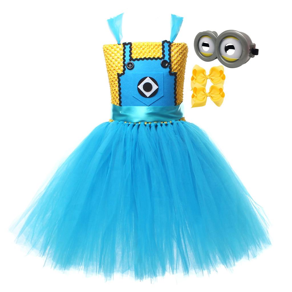 Yellow little men cosplay costume cosplay puffy skirt, Halloween children's party stage performance, short skirt, Tutu skirt