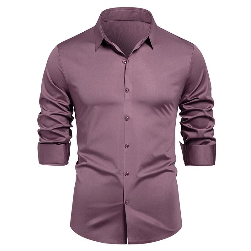 Business Casual Long Sleeve Shirt Men's Fashion Bottom Shirt Stretch Men's Shirt