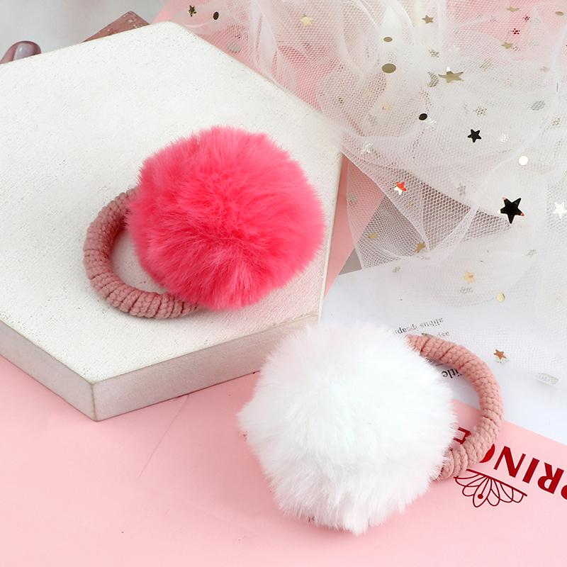 2 шт. Пушистые шарики резинки для волос милые резинки для волос для детей девочек головные уборы эластичный держатель для хвостика скранчи аксессуары для волос