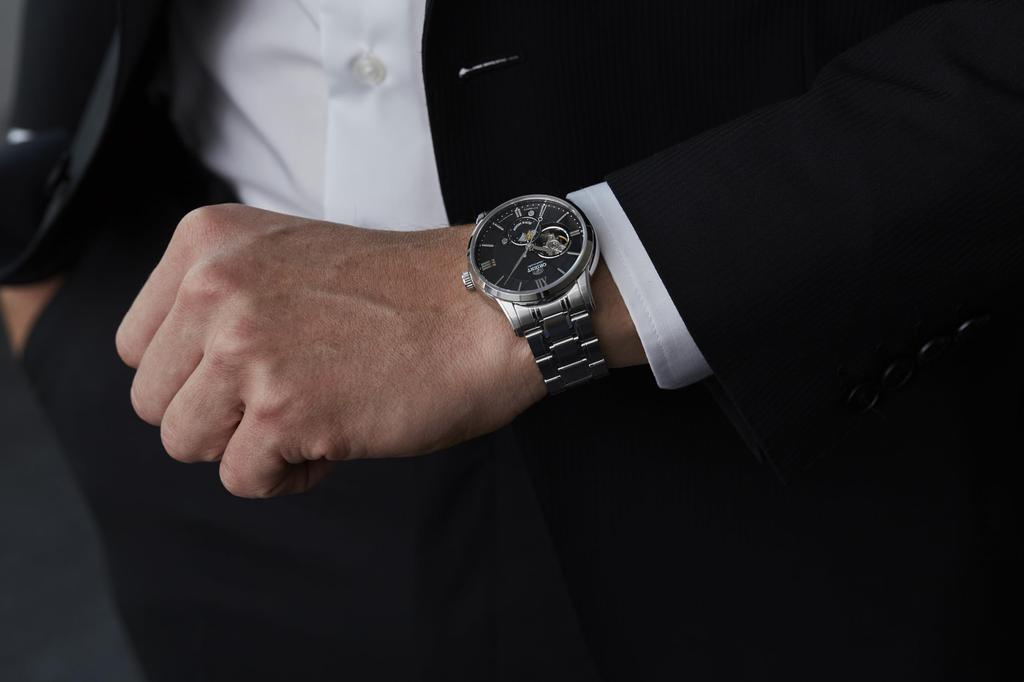 Orient Часы Sun and Moon Automatic, механические, автоматические, отечественный производитель, гарантия, классические, черные [ORIENT] SUN&MOON RN-AS0001B, мужские