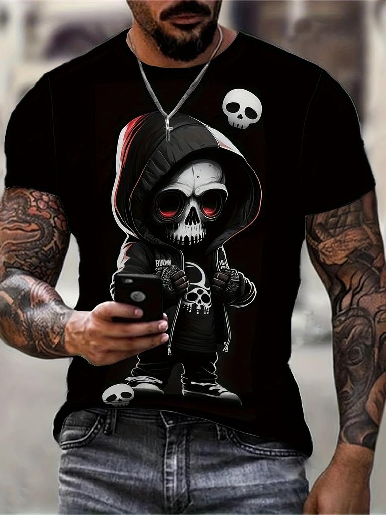 T Shirt Unisex Punk Skull Printed TShirt Summer Streetwear Crew Neck Oversized TShirt Short Sleeve Tee Tops Unisex Designer Clothes