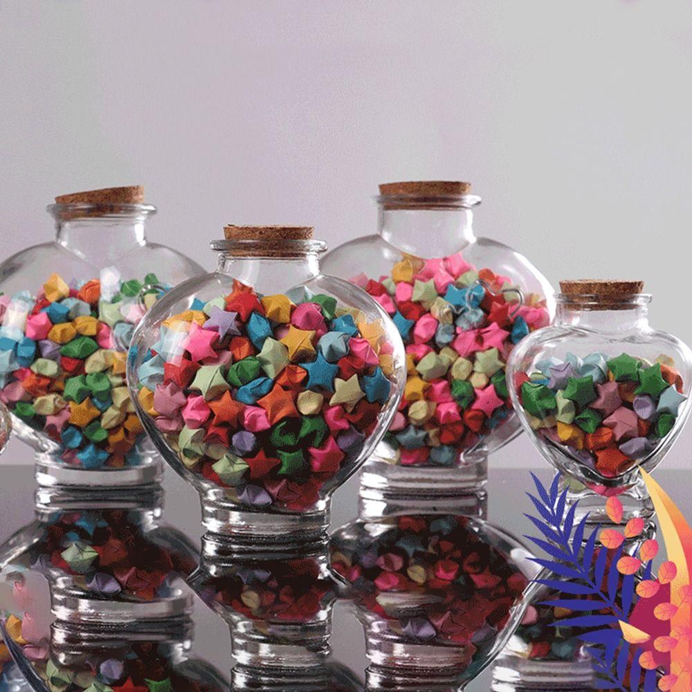 Peach Heart Shape Wishing Bottle Craft Storage Bottle Creative Drift Bottle  for Home