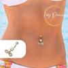 18K Gold Plated Infinity Belly Button Ring with Crystal Ball