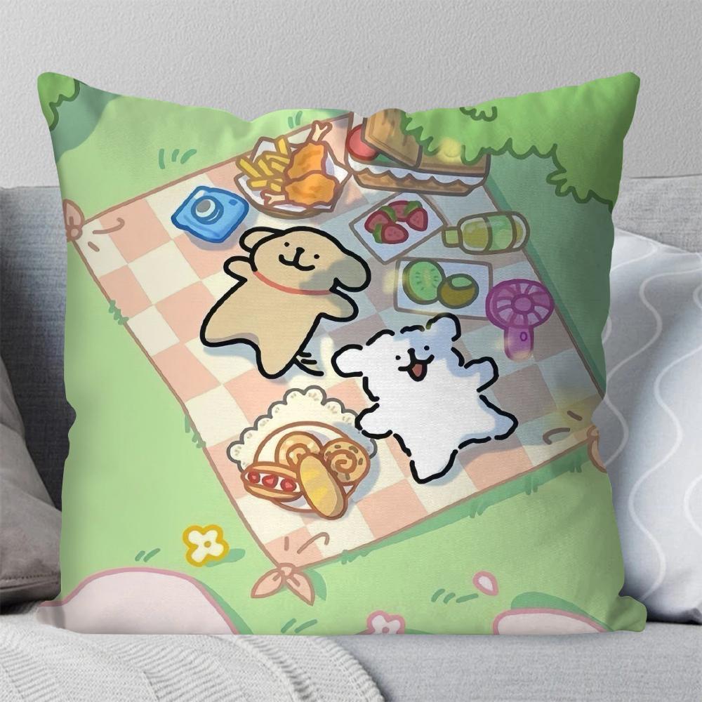 1pc M-Maltese Animation Pillow Case Square Pillow Bedroom Sofa Leisure Comfort Cushion Car Living Room Home Decoration 40X40