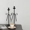 Iron Art European Style Living Room Candle Holder Desktop Ornaments Black Chic Candlestick Decorative Home Decoration