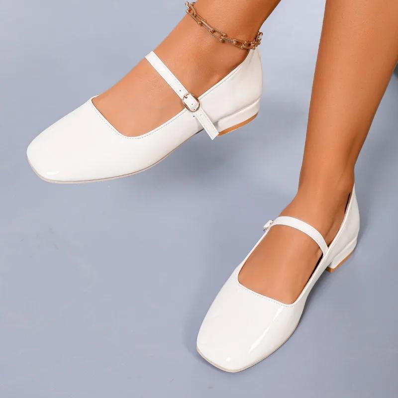 Fashion Women Square Toe Low Heel Plus Size Shoes Women 2025 Shoes Female Buckle Strap Women's High Heels Fashion Office & Career Pumps