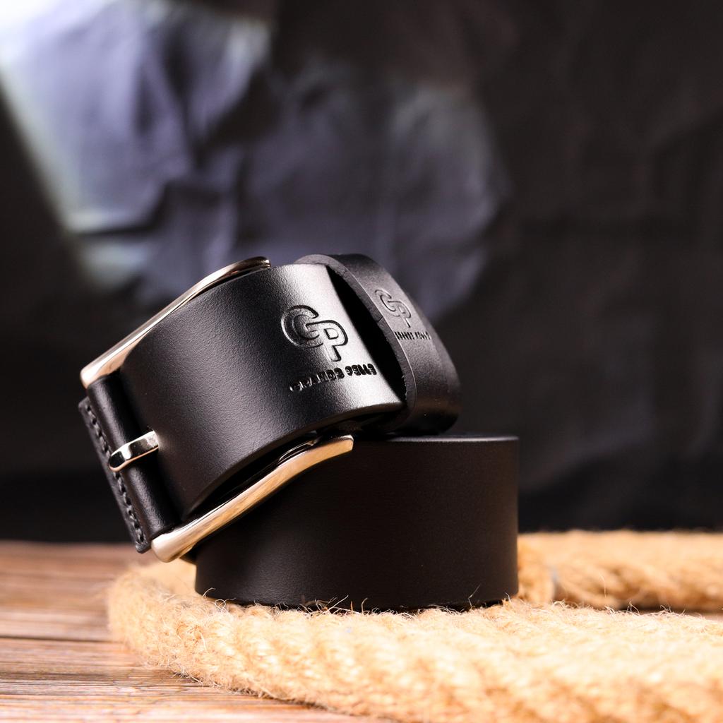 Добротный мужской кожаный ремень GRANDE PELLE Leather Belt 21466 Черный