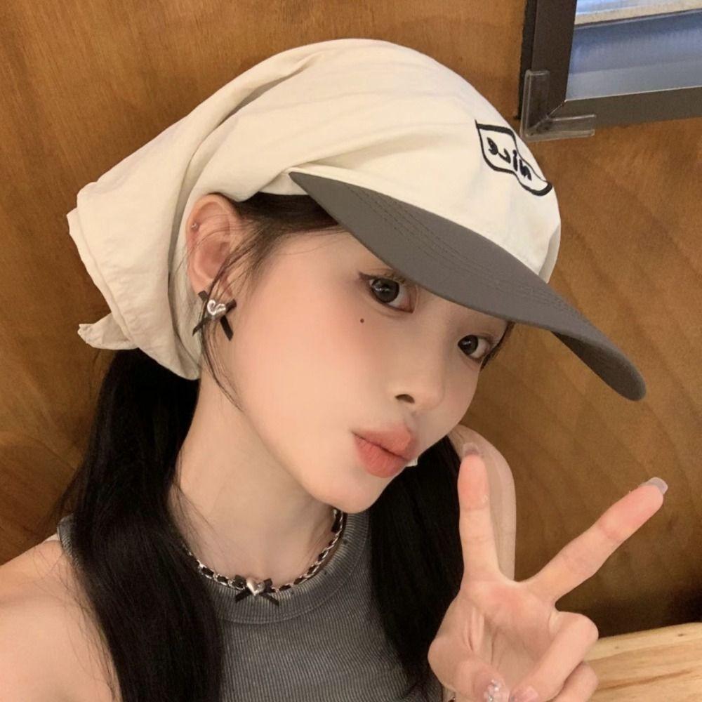 Cotton Strappy Scarf Hat Korean Style Letter Hair Scarf Simple Vintage Baseball Cap Street