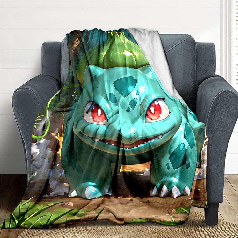 1pc Bulbasaur, Pokémon Blanket Lightweight Flannel Blanket Throw Blanket For Sofa, Bed, Travel, Camping, Livingroom, Office, Couch