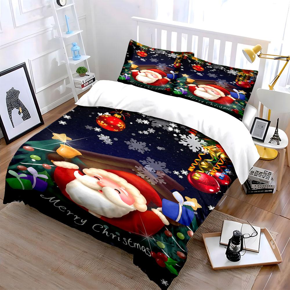Christmas Santa with Gifts Bedding Duvet Cover Set  (1*Duvet Cover 2*Pillowcases, without duvet insert)