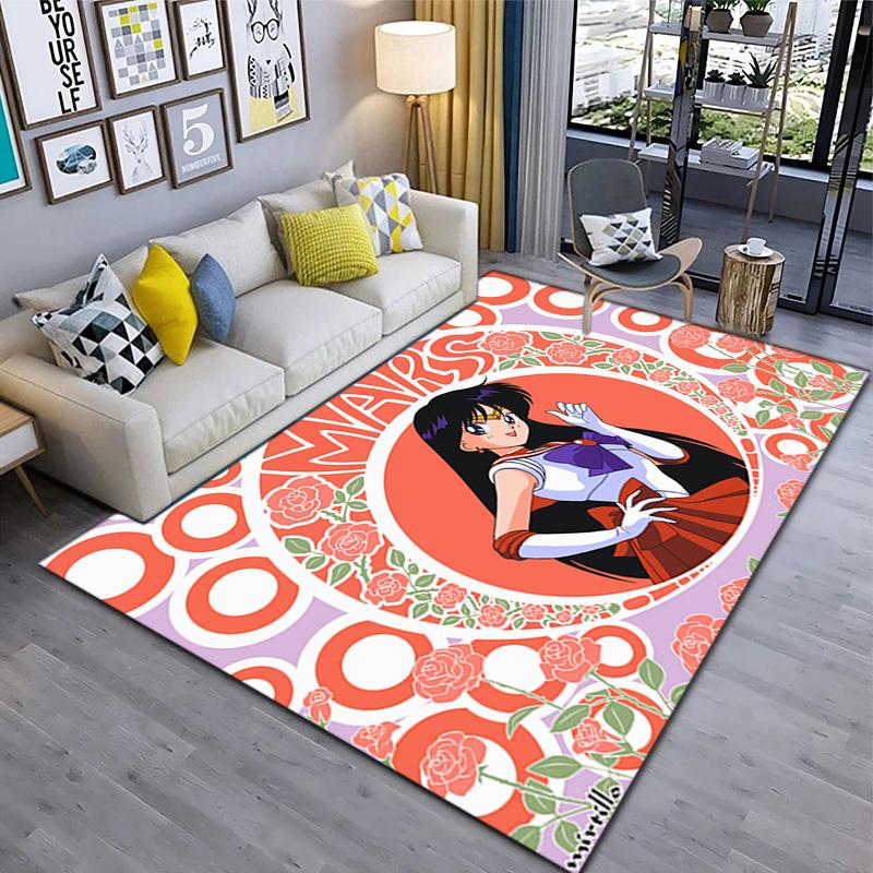 Cute cartoon theme Sailor Moon Tsukino Usagi cartoon rug Multifunctional household anti-slip decorative door mat, outdoor floor mat, and carpet Y6