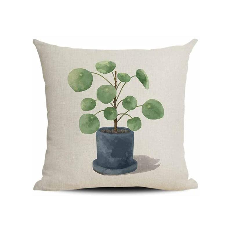 Simple Modern Green Leaves Tropical Plant Series Linen Pillowcase Nordic Small Fresh Style Cushion Cover