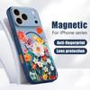 Чехол с цветочным узором для iPhone 17 Pro Max Гибридный TPU+PC Магнитный для Magsafe Матовая крышка для iPhone 16 Pro Max 15 14 13