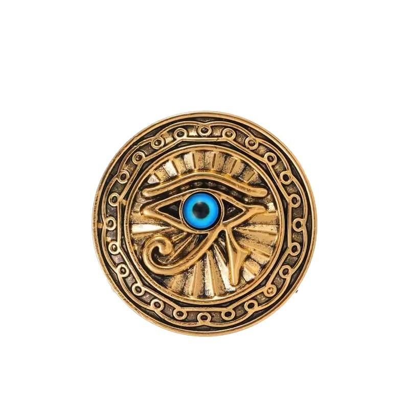 Retro Egyptian Eye of Horus Brooch Niche Blue Eyes Round Card Coat Corsage Jewelry Gift