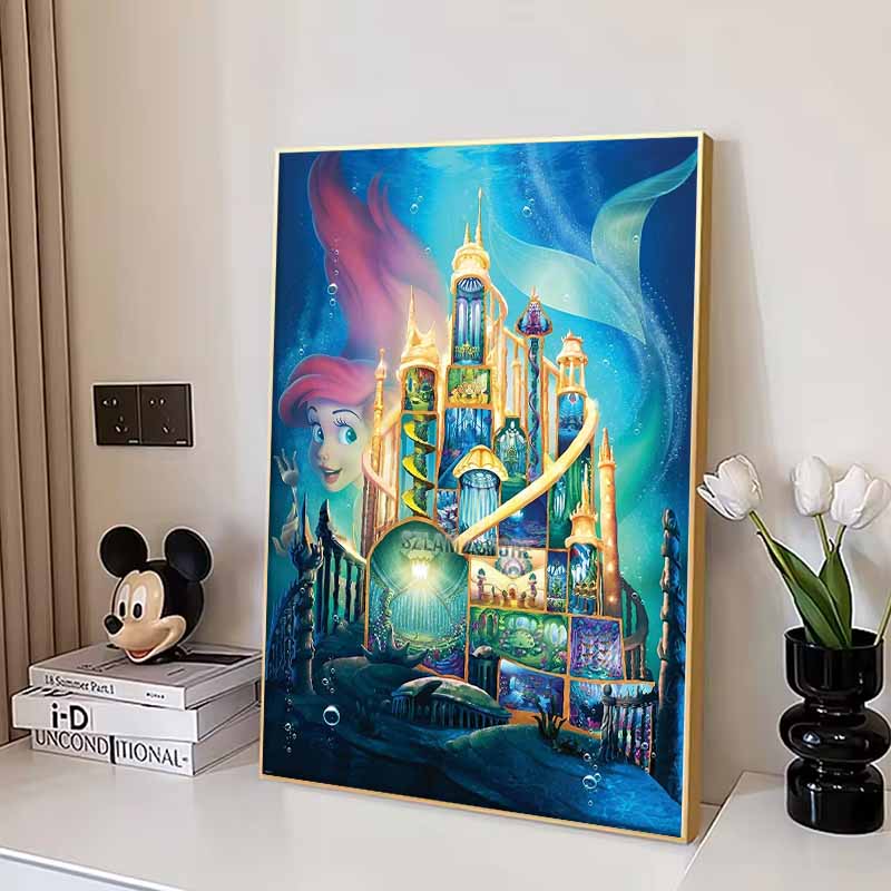 Disney Алмазная живопись Русалочка Замок Атлантиды Поперечное сечение 5D Алмазная живопись Искусство Вышивка Крестиком Украшение комнаты