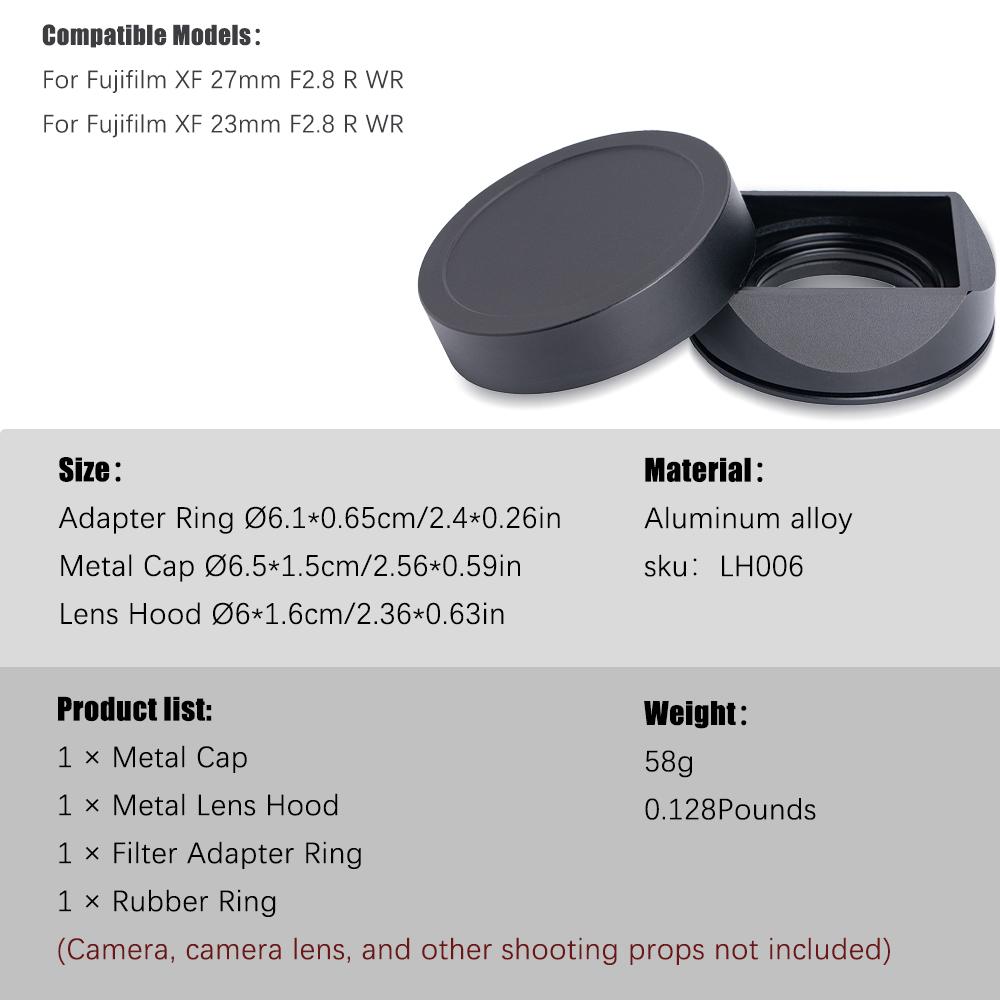 XE5 XF 27f2.8II Lens Hood with 39mm Adapter Ring for Fujifilm Fuji XF27mmF2.8 II XF23mmF2.8 R WR Metal Lens Shade Accessories