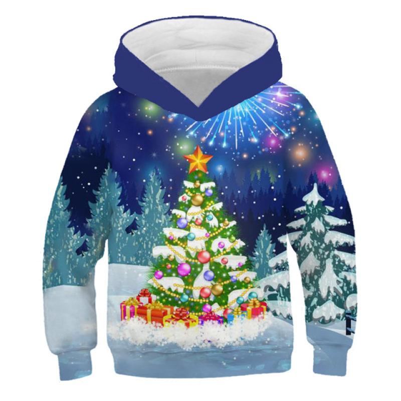 5-14 Years Boys Hoodies Girls Pullover Autumn 3D Snowman Print Teenagers Christmas Halloween Gift New Children Sweatshirt Coat