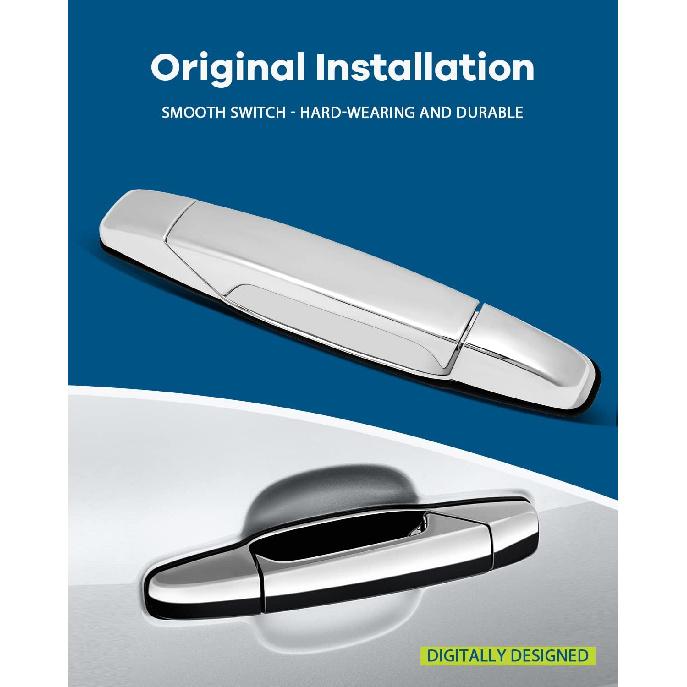 LUJUNTEC Exterior Door Handle - Front Passenger Right Side, Chrome Direct Replacement for 2007-2013 for Cadillac for Escalade,2007-2013 for GMC for