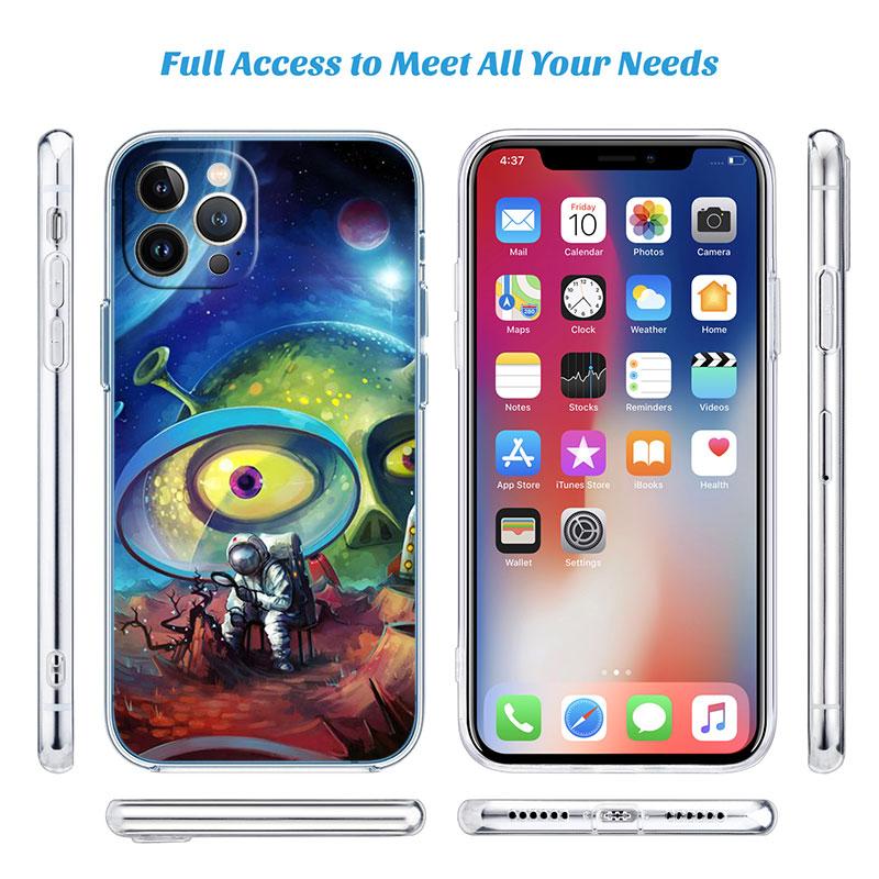 Astronaut Space Alien UFO Transparent Phone Case for Motorola Moto G10 G20 G30 G31 G32 G34 G35 G41 G42 G50 G51 G52 G55 G60 G60S