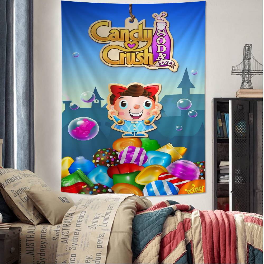 CCandy CCrush SSaga Cartoon Tapestry Art Science Fiction Room Home Decor Art Home Decor