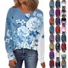 Women's Round Neck Floral Print Raglan Sleeves Long Sleeves All-match Loose Top