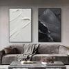 Black and White Texture Minimalist Canvas Decoration Poster Advanced Handmade Abstract Oil Painting Wall Art Living Room Bedroom