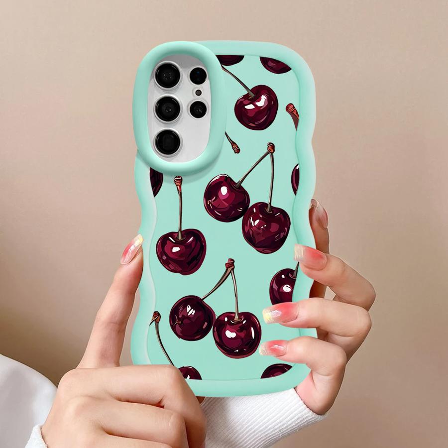 Мягкий чехол для телефона для Samsung Galaxy A25 S23 Plus S24 A26 S20 FE S22 Ultra S25 S21 A24 A54 A35 A55 A36 A34 Фрукты Вишня