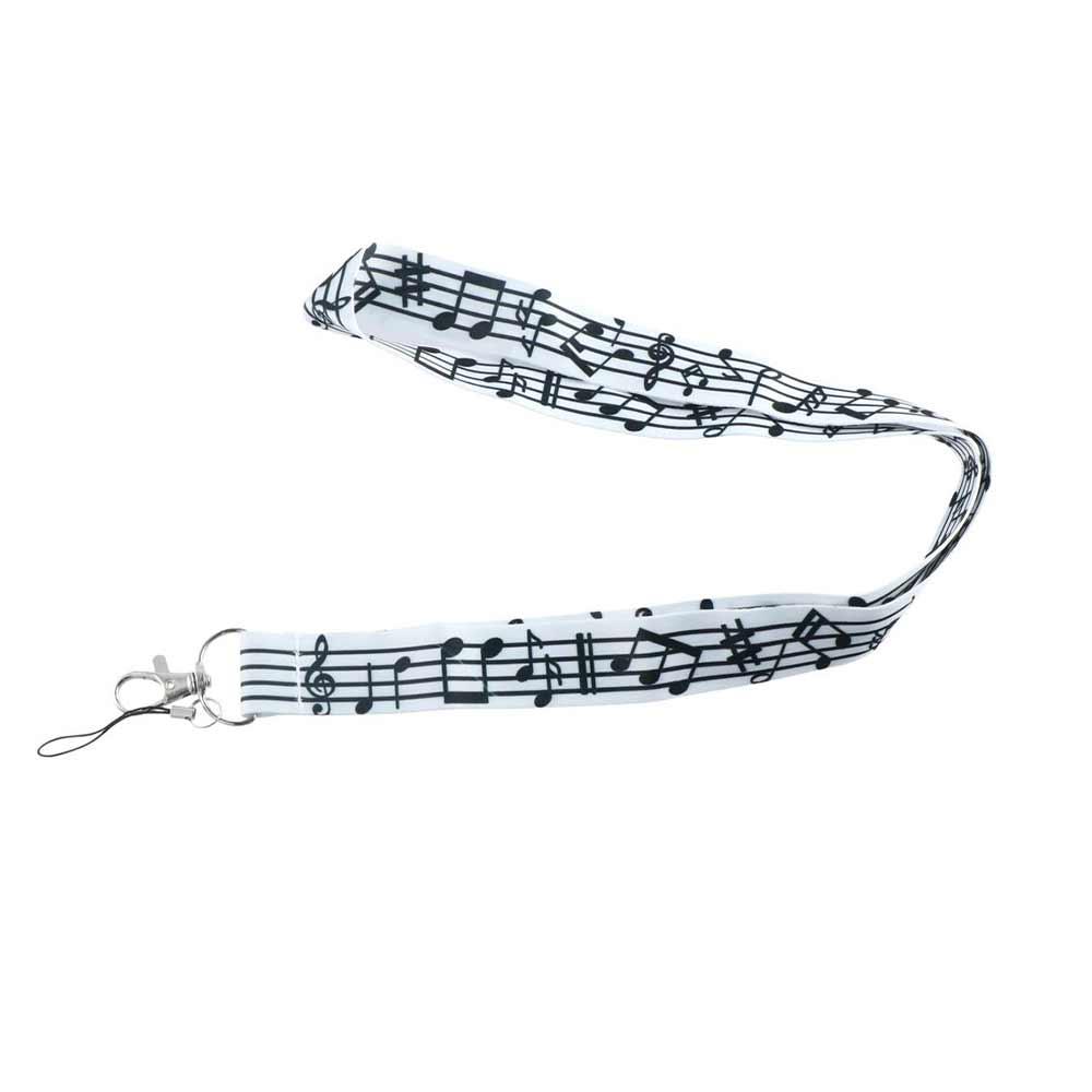 Ring Holder Webbings Ribbon ID Card Pass Hang Rope Keys Keychain Music Symbols Lanyard Badge Holder